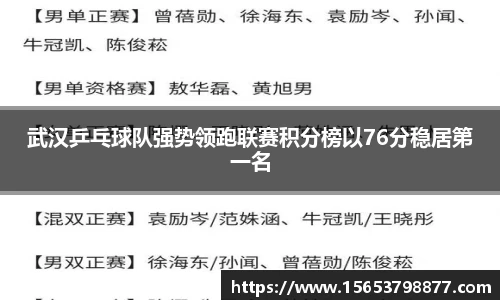 武汉乒乓球队强势领跑联赛积分榜以76分稳居第一名